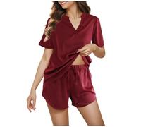Générique Vêtements De Nuit Femme Pyjama Court Ensemble Short À Manches Courtes Soie Pyjashort Ete Pantalon Pyjamas en Satin pour Pajamas Enceinte Été Femmes Coton Ensembles