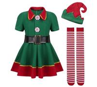 Générique Vêtements D'elfe De Fête Ensemble, Déguisement Lutin De Noël, Costume D'assistant Du Père Noël, Costume De Robe D'elfes De Vacances pour Enfant Et Adultes, Vêtements De Cosplay pour Noëls