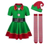 Générique Vêtements D'elfe De Fête Ensemble, Déguisement Lutin De Noël, Costume D'assistant Du Père Noël, Costume De Robe D'elfes De Vacances pour Enfant Et Adultes, Vêtements De Cosplay pour Noëls