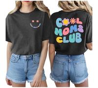 Générique VêTements Femme T-Shirt à Manches Courtes réversible à imprimé Lettre et col Rond pour Femme(Dark Gray,M)