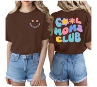 Générique VêTements Femme T-Shirt à Manches Courtes réversible à imprimé Lettre et col Rond pour Femme(Brown,S)