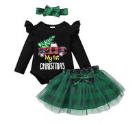 Générique Vêtements pour bébé Fille, Ensemble De VêTements De NoëL pour BéBé Fille Costume Noel Bebe My 1St Christmas Bodysuit Tenue NoëL | Mon 1er / 2e / 3e Anniversaire Robe en Coton à Manches