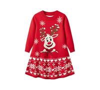 Générique Vêtements pour bébé Fille, Robe Noel Enfant Fille Costume Noel Bebe Cute Print Patchwork Long Sleeve Ribbed Romper Tops Dress Costume BéBé | Manche Courte 1 an 2 Ans Fête Vêtements Premier