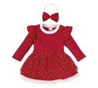 Générique Vêtements pour bébé Fille, Robe Noel Enfant Fille Costume Noel Bebe Cute Print Patchwork Long Sleeve Ribbed Romper Tops Dress Costume BéBé | Manche Courte 1 an 2 Ans Fête Vêtements Premier