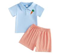 Générique VêTements Short D'éTé Ensemble Short et Haut imprimé Camion et cœurs pour la Saint Valentin. (Blue, 12-18 Months)