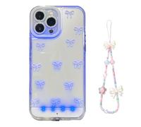 Générique Vibrant LED Bowknot Phone Case, Built-in LED Colorful Glowing Cell Phone Cover for IPhone 17/16/15/14/13/12/11 Plus Pro Max (White-Bow,for iPhone16)