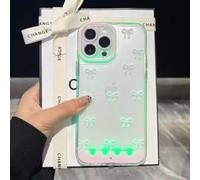 Générique Vibrant LED Bowknot Phone Case, Built in LED Colorful Glowing Cell Phone Cover for Women, Incoming Call Flash Light Up Slim Clear Case for iPhone 11/12/13/14/15/16/17 Pro/Pro Max