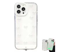 Générique Vibrant LED Bowknot Phone Case for 11-17 Series, Slim Clear Shockproof Vibrant LED Bowknot Protective Case, with Color-Changing Lights for Women Girls (for 16ProMax,White)