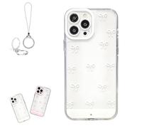 Générique Vibrant LED Bowknot Phone Case for iPhone 11-17 Series, Clear Cute Aesthetic Charm Bows Protective Case with Color-Changing Lights (15 Pro,White)