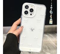 Générique Vibrant LED Bowknot Phone Case, for iPhone 17/16/15/14/13/12/11 Plus Pro Max, Soft TPU Protective Cover, Light-Up Phone Case for Incoming Calls (14Pro Max,White)