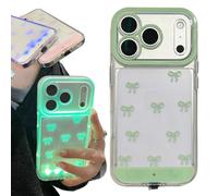 Générique Vibrant LED Bowknot Phone Case for iPhone 17/16/15/14/13Pro Max, Built-in LED Colorful Glowing Cell Phone Cover, Multiple Colors & Flash Modes (15Pro Max,Green)