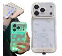 Générique Vibrant LED Bowknot Phone Case for iPhone 17/16/15/14/13Pro Max, Built-in LED Colorful Glowing Cell Phone Cover, Multiple Colors & Flash Modes (15Pro Max,Yellow)