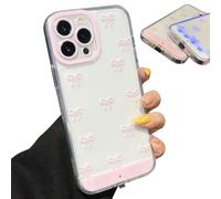 Générique Vibrant LED Bowknot Phone Case for iPhone 17/16/15/14/13Pro Max, Built-in LED Colorful Glowing Cell Phone Cover, Multiple Colors & Flash Modes (17Air,Pink)