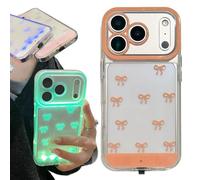 Générique Vibrant LED Bowknot Phone Case for iPhone 17/16/15/14/13Pro Max, Built-in LED Colorful Glowing Cell Phone Cover, Multiple Colors & Flash Modes (15Pro Max,Orange)