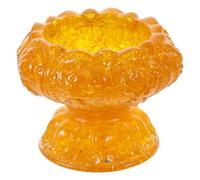 Générique Vide-poches Bol Décoratif en Cristal Jaune sur Pied Forme Fleur de Lotus Plat à Bijoux Organisateur pour Bagues Colliers et Boucles D’oreilles Rangement Décoratif pour Maison