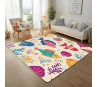 Générique Vie Marine Baleines Corail Tapis Antidérapant 200x300cm - Vie Marine Peinte Imprimé Ne perd Pas Ses Poils - Tapis Lavable pour Salon, Chambre à Coucher, Salle à Manger, Descente de Lit