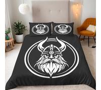 Générique Viking Housse de Couette 200x200cm Dieu Viking Odin Parure de Lit 1 Personnes 3 Pièces Parure de Lit Enfant avec 2 Taies d'oreiller 65x65cm, Fille Garcon Decoration Chambre