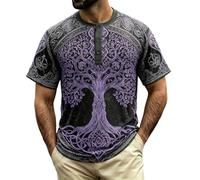 Générique Vikings Shirt Homme 3D à Motifs Mythologie Nordique Costume Vikings Médiéval Rétro Gothique Punk T-Shirt Homme à Manches Courtes Coupe Classique Oversized Hiphop Streetwear