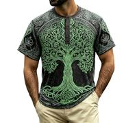 Générique Vikings Shirt Homme 3D à Motifs Mythologie Nordique Costume Vikings Médiéval Rétro Gothique Punk T-Shirt Homme à Manches Courtes Coupe Classique Oversized Hiphop Streetwear
