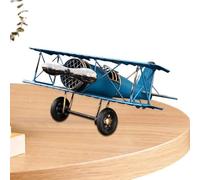 Générique Vintage Airplane Decor - Iron 21x18cm | Biplane Model Aircraft, Classical Retro Metal Airplane | Decorative Vintage Airplanes Model for Home Christmas Birthday Office Shelf Display Use