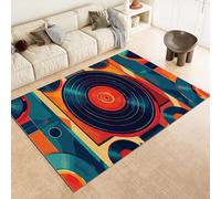Générique Vintage Américain Tapis 140x200cm Musique Pop Disques Antidérapant Poils Bas Moquettes Sol Décoration Durable Doux Machine Lavable Grand Tapis pour Chambre Salon Balcon Couloir 0y39