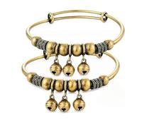 Générique Vintage Bell Bangle for Women Men,Push-Pull Adjustable Bell Bangle,Retro Boho Jewelry Jingle Charm Antique Brass Metal Bracelet,Festival Party Gift Accessory Daily Wear