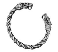 Générique Vintage Bracelet Men - Norse Odin Wolf Head Cuff for Fashion Accessories | Zinc Alloy Adjustable Opening Wristband, Vikings Arm Ring, Retro Bangle for Casual or Event Wear