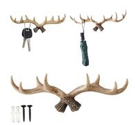 Générique Vintage Deer Antlers Wall Hooks, Nordic Shabby Chic Coat Rack for Home Decorative, Resin Deer Hook for Jewellery Display Bathrooms Towels Supplies
