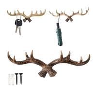 Générique Vintage Deer Antlers Wall Hooks, Nordic Shabby Chic Coat Rack for Home Decorative, Resin Deer Hook for Jewellery Display Bathrooms Towels Supplies