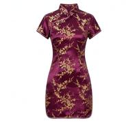 Générique Vintage Dragon et Phoenix Short Qipao Élégant Femmes Cheongsam Mandarin Col Sexy Mini Robe Chinoise Oversize