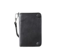 Générique Vintage en Cuir véritable Portefeuille Hommes Longs Sac à Main Pochette mâle Pinces Billets Fermeture éclair Autour du Porte-Carte(Style 2 Black Flat)