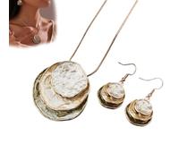 Générique Vintage Enamel Jewelry Set, Boho Layered Earrings Necklaces Set, Triple-layer Hammered Colorful Pendants Necklace, Jewelry Gift for Women Anniversary Birthday (light green)
