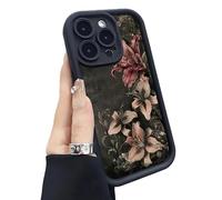 Générique Vintage Floral Decadent Lily Phone Case for iPhone, Anti-Scratch Protective Cover with Retro Botanical Design for iPhone 17/16/15/14/13 ProMax (E1,16Pro)