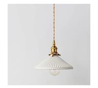 Générique Vintage glass pendant lamp, brass ceramic pendant light, dining room Japanese Zen tea room bedroom bedside pendant lighting(D22cm)