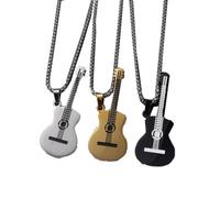 Générique Vintage guitare Pick pendentif collier, bijoux de charme de note de musique en acier inoxydable pour hommes et femmes, cadeau personnalisé pour les musiciens et les amateurs de musique