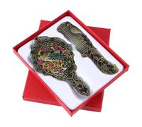 Générique Vintage Handheld Mirror - 6.1 inches, Zinc Alloy Vanity Accessory