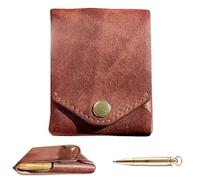 Générique Vintage Handmade PU Leather Wallet, Multifunctional Simple Men's Wallets Built-in Pen Slot, Slim Minimalist Wallets for Daily Business Travel