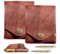 Générique Vintage Handmade PU Leather Wallet, Multifunctional Simple Men's Wallets Built-in Pen Slot, Slim Minimalist Wallets for Daily Business Travel