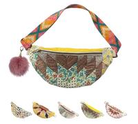 Générique Vintage-Inspired Patchwork Quilted Sling Bag,Handmade Lightweight Curved Boho Crossbody Bag,Large Capacity Shoulder Satchel