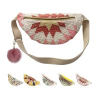 Générique Vintage-Inspired Patchwork Quilted Sling Bag,Handmade Lightweight Curved Boho Crossbody Bag,Large Capacity Shoulder Satchel