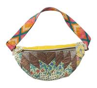 Générique Vintage-Inspired Patchwork Quilted Sling Bag, Women's Bohemian Patchwork Bag with Lightweight Curved Design for Daily (D)