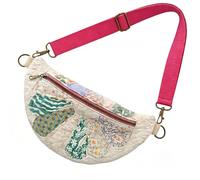 Générique Vintage-Inspired Patchwork Quilted Sling Bag, Women's Bohemian Patchwork Bag with Lightweight Curved Design for Daily (E)