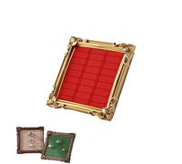 Générique Vintage Jewelry Display Stand with Frame Tray Elegant European Style Ring & Earring Holder for Dressing Table,Store Counter,Wedding Storage Dish Gift for Women (gold red)
