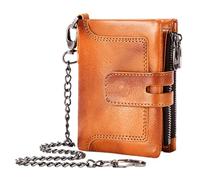 Générique Vintage Leather Wallet with Chain, Anti-Theft Male Wallet, Cowhide Leather Wallet, Zipper Buckle Wallet, Multiple Card Slots Wallet, Credit Card Wallet with Chain, Secure Wallet for Men
