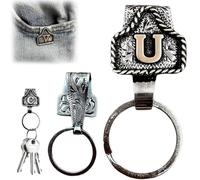 Générique Vintage Letter Keychain for Men Women, 26 Letters Cowboy style Western Initial Key Clip, Handmade Letter A-Z Initial Keychain Clip for Pants Pocket Belt Hat
