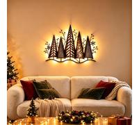 Générique Vintage Lighted Woodland Metal Wall Decor,Warm White LED Pine Forest Wall Art Lamp,Rustic Cabin Log Forest Tree Light,for Living Room Bedroom Fireplace Office Christmas and Winter Decor