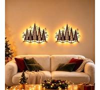 Générique Vintage Lighted Woodland Metal Wall Decor,Warm White LED Pine Forest Wall Art Lamp,Rustic Cabin Log Forest Tree Light,for Living Room Bedroom Fireplace Office Christmas and Winter Decor