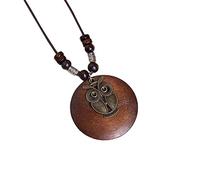 Générique Vintage Long chandail chaîne perles bois pendentif feuille fleurs Animal charme grande déclaration bijoux fête corde chaîne collier Robuste et durable