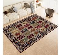 Générique Vintage Patchwork Tapis 80x150cm Géométrie Style Ethnique Antidérapant Poils Bas Moquettes Sol Décoration Durable Doux Machine Tapis pour Salon Chambre Balcon Couloir 8y9