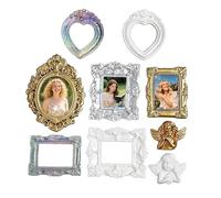 Générique Vintage Photo Frames - Mini Resin for Diy Decor | White Square Shape with Classic Style, Tiny Wall Craft Accent, Jewelry Display Holder, Home Table Ornament, Photography Art Piece
